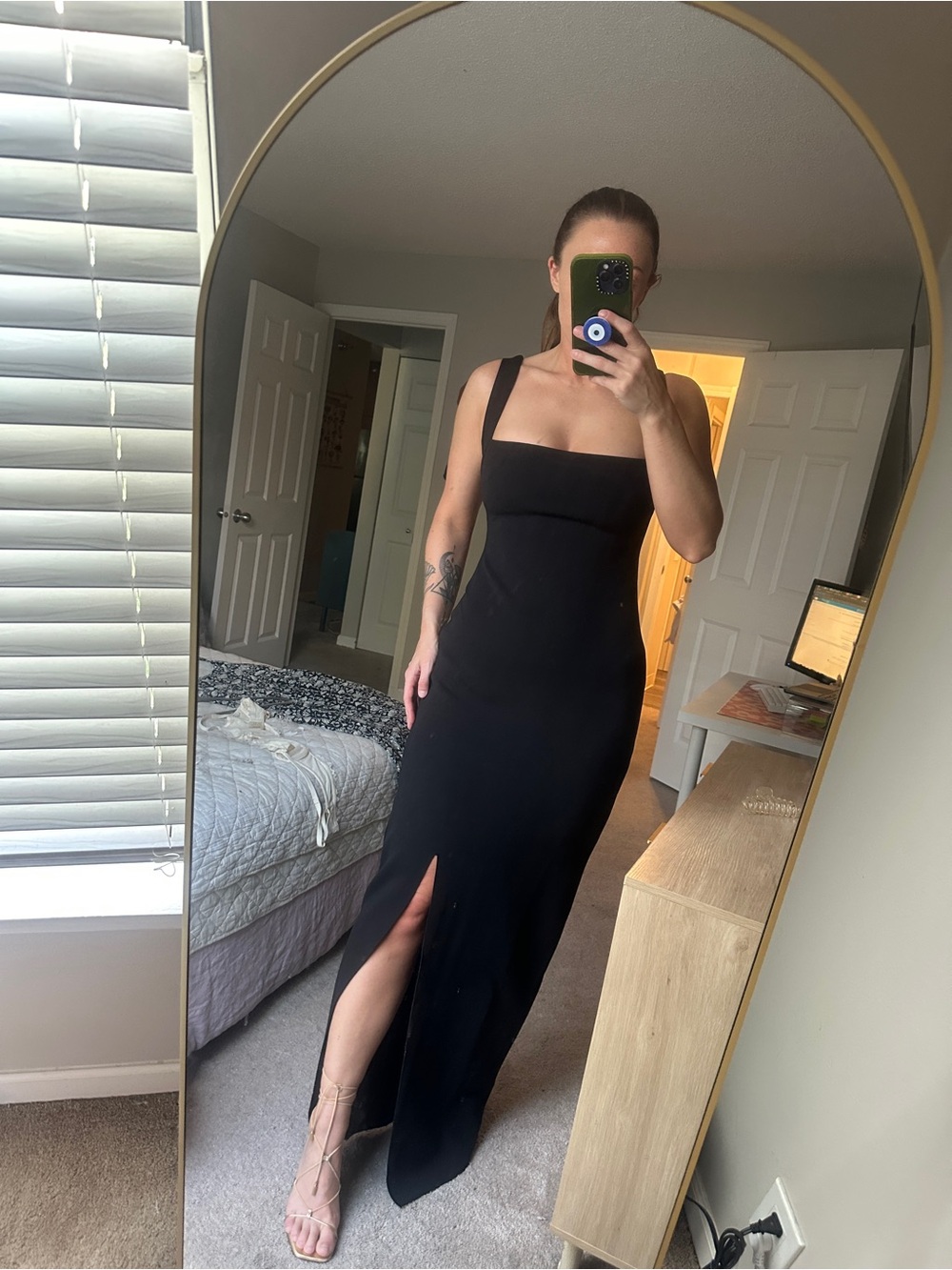 Princess Polly Black Square-Neck Maxi Dress with Side Slit